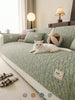 1pc Linen Texture Anti-Pet Slip Sofa Pad, Minimalist Style With Label Decoration, All-Season Machine Washable Sofa Protector Cover