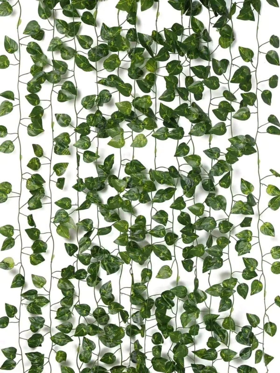 1/4/12/24pcs Artificial Vine Leaves Decor, Evergreen Artificial Ivy Garland, Suitable For Home Decor, Wedding Centerpiece, Bedroom & Living Room Decoration, Wedding Bouquet, Desktop Decor, Birthday Party, Office, Garden, Indoor & Outdoor, Spring & Summer
